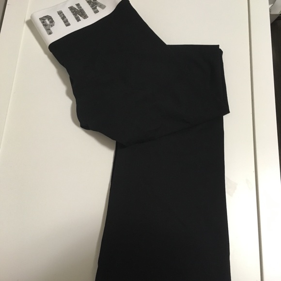 🆕VICTORIA’S SECRET PINK - BLACK BLING YOGA PANTS - S - NWT - Picture 10 of 12
